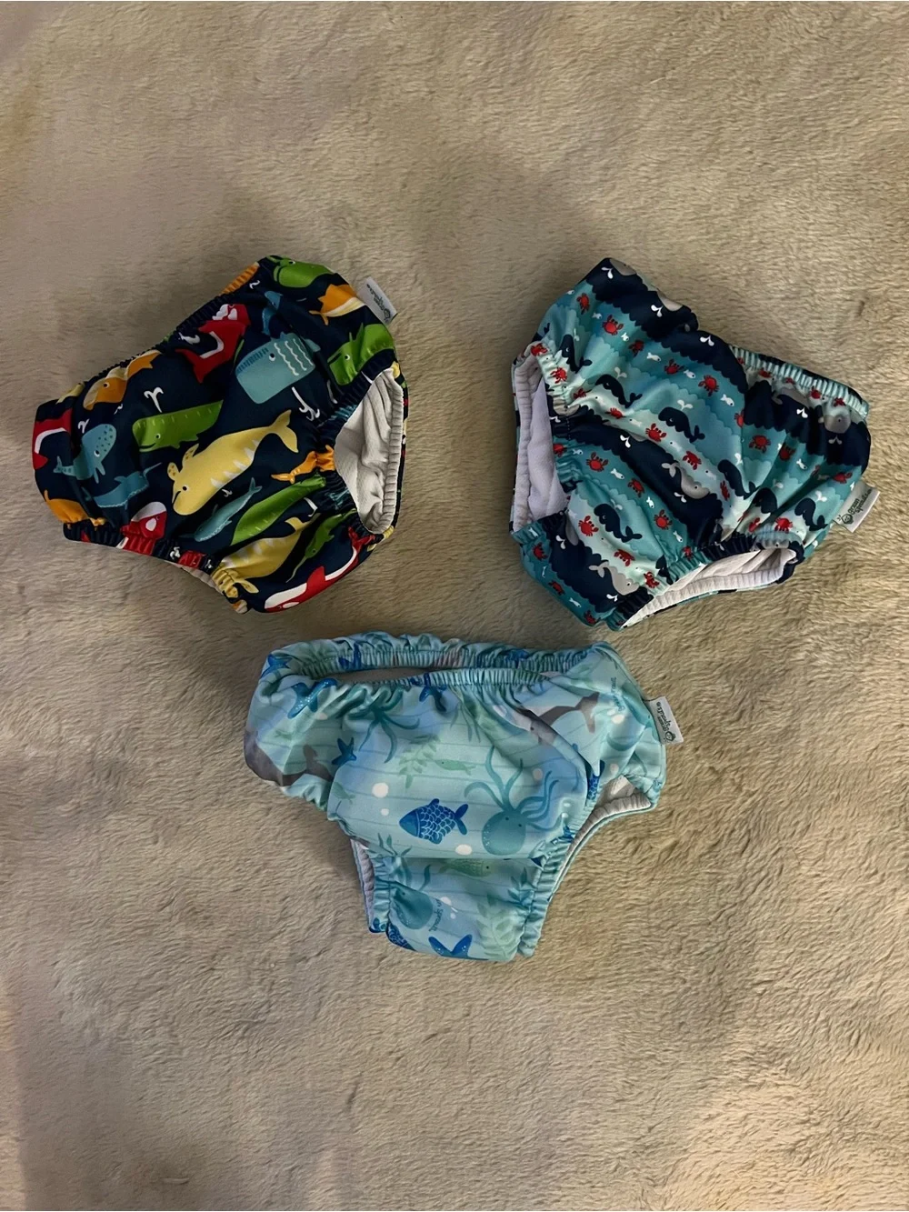 Baby Reusable Swim Diaper Cover - Ocean Animals (Blue)